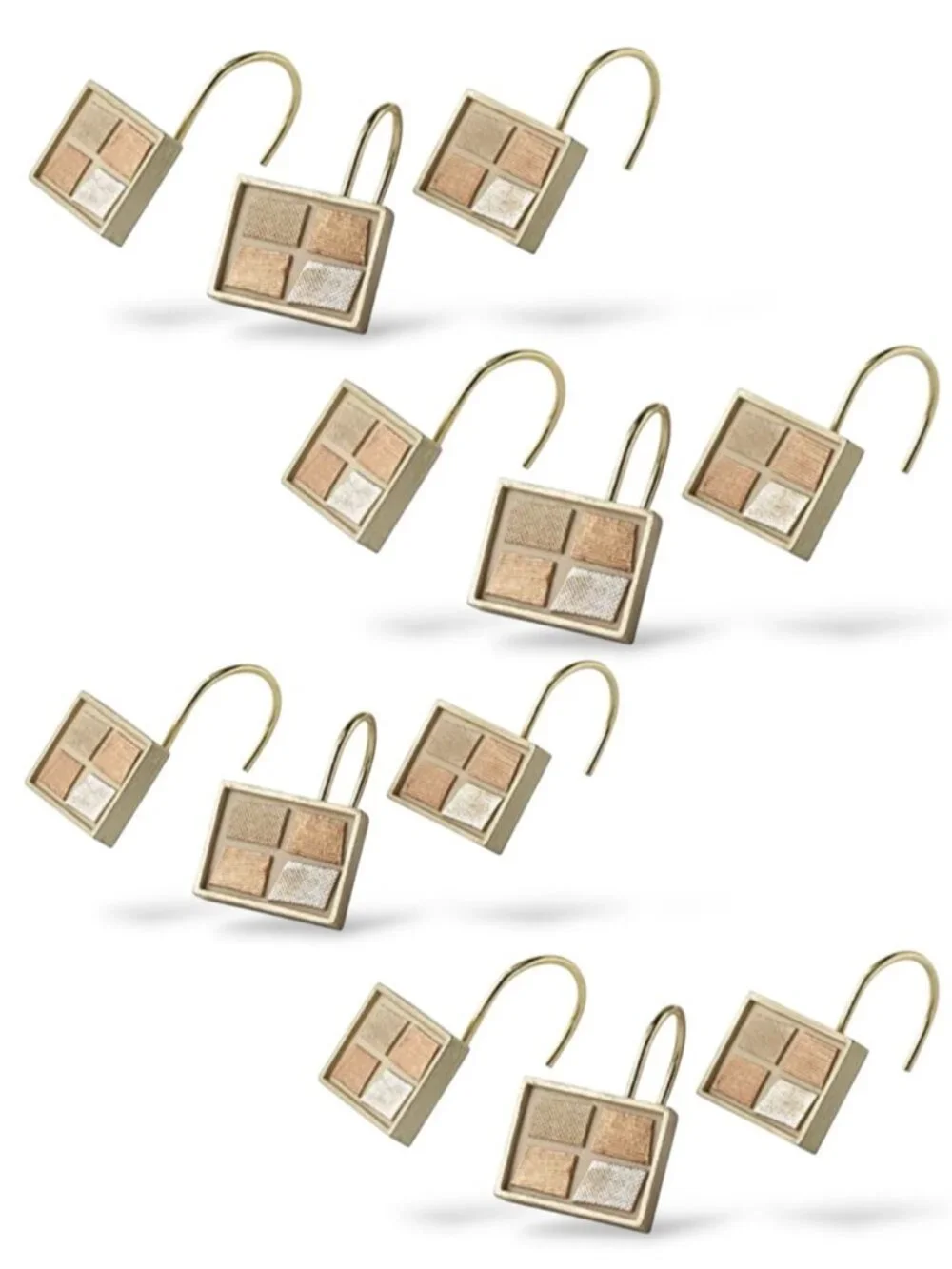 Mosaic Stone Bronze Shower Hooks by Popular Bath Set of Resin 12 Hooks NEW